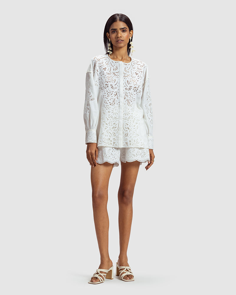 Cutwork Cotton Linen Shirt