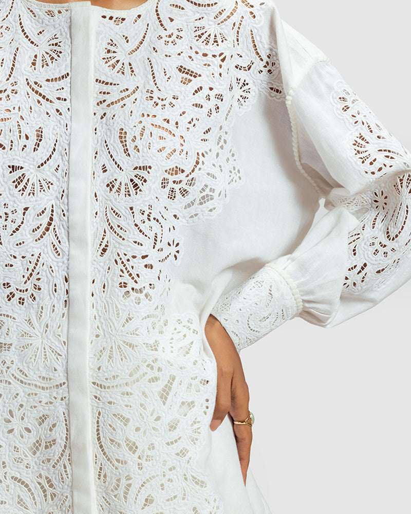 Cutwork Cotton Linen Shirt