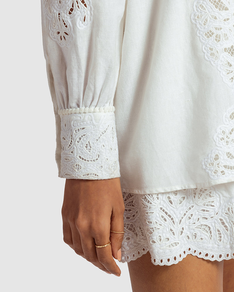 Cutwork Cotton Linen Shirt