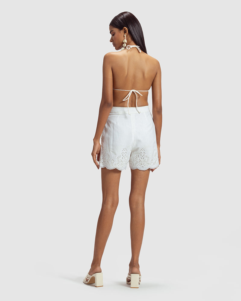 Cutwork Cotton Linen Short