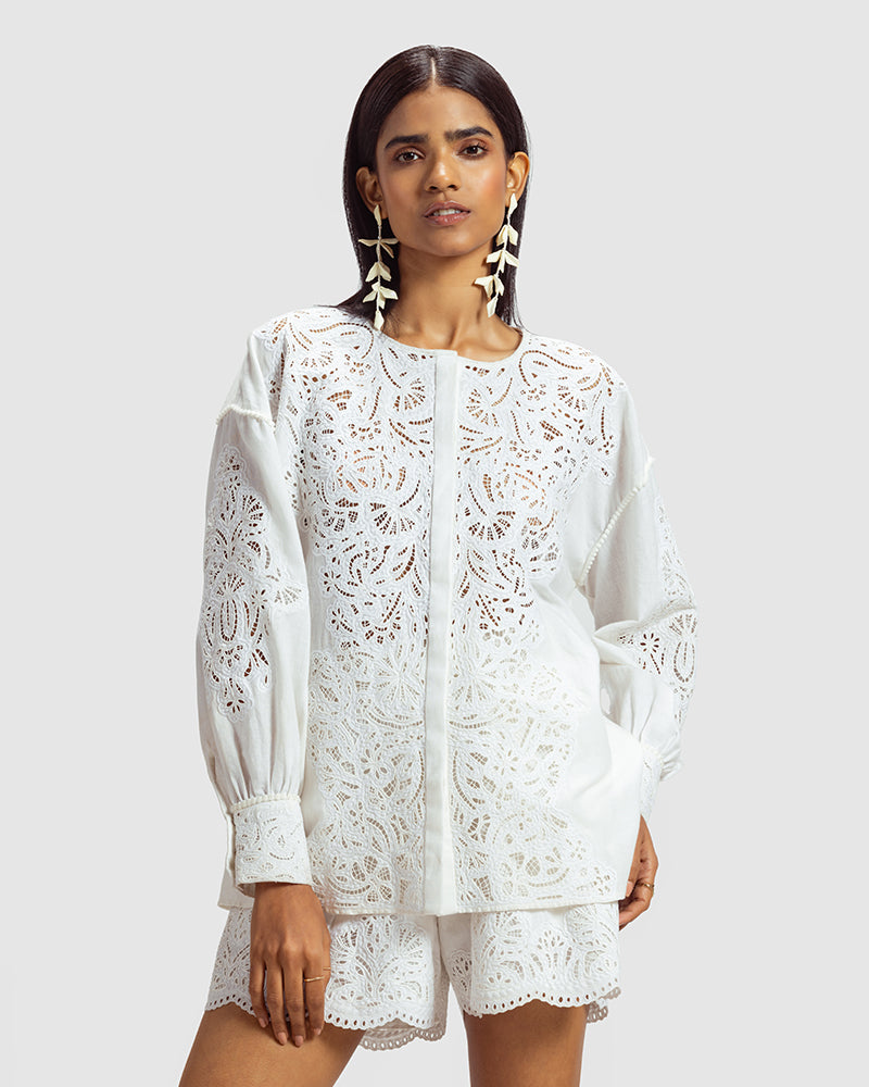 Cutwork Cotton Linen Shirt