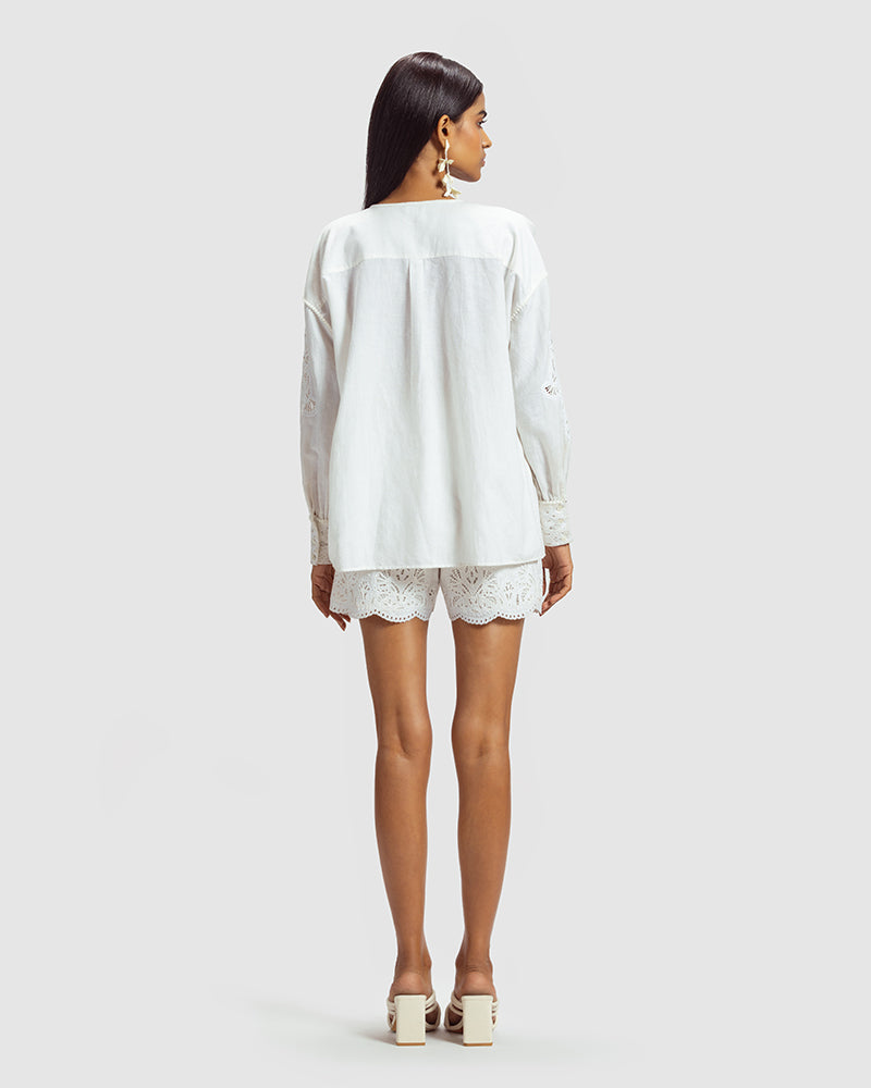 Cutwork Cotton Linen Shirt