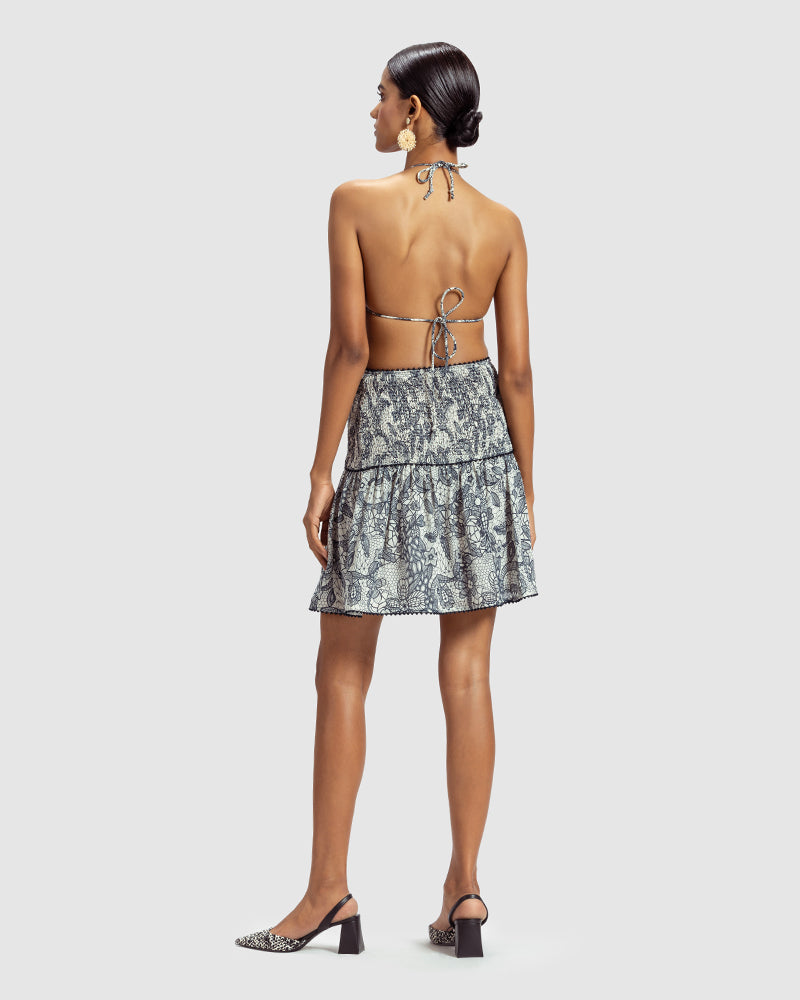 Lace Print Silk Georgette Minka SkirtProduct DescriptionEmbodying a sense of feminine charm, this silk georgette skirt is enveloped in our French lace-inspired print. Also includes smocking on the frontSkirtsLace Print Silk Georgette Minka Skirt