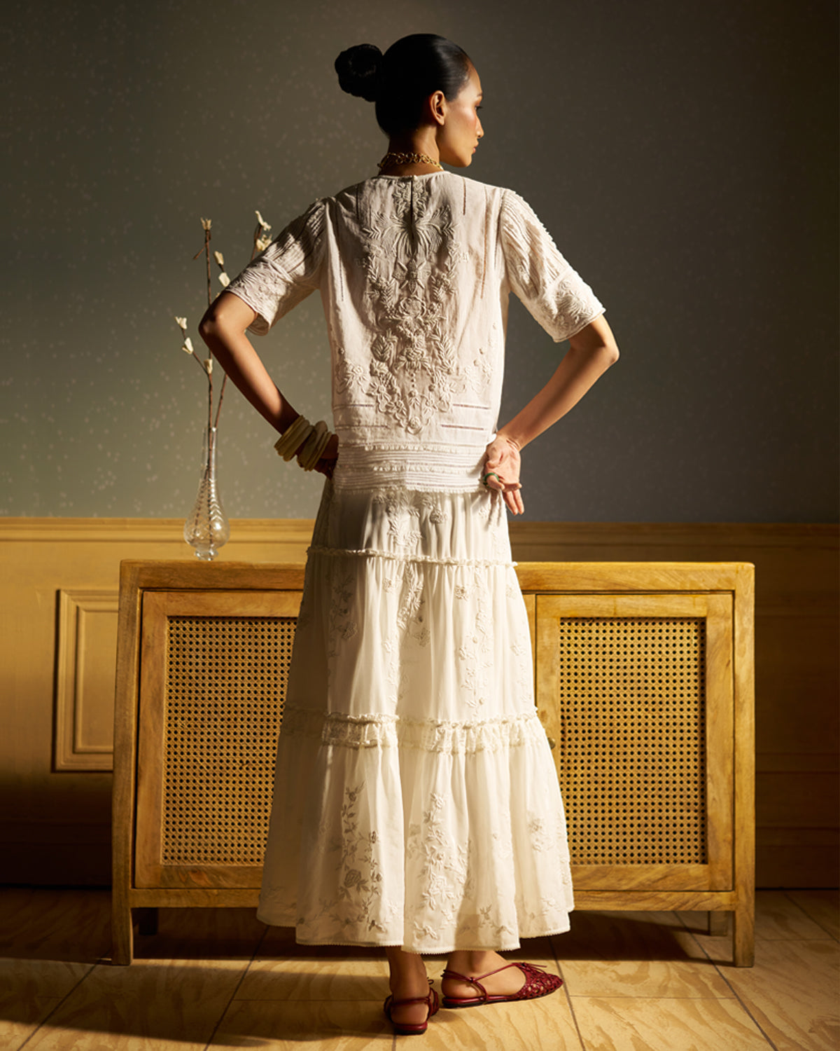 Mae Embroidered tier skirt