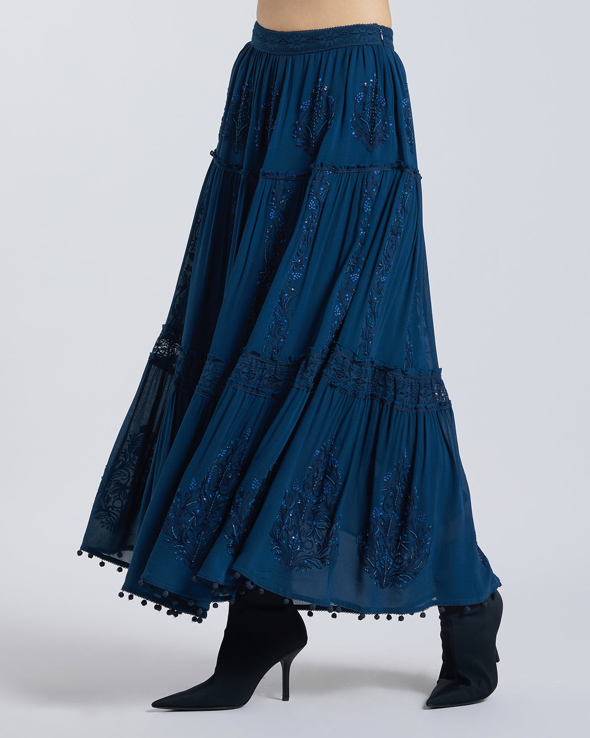 Beaded Aari Tiered Skirt
