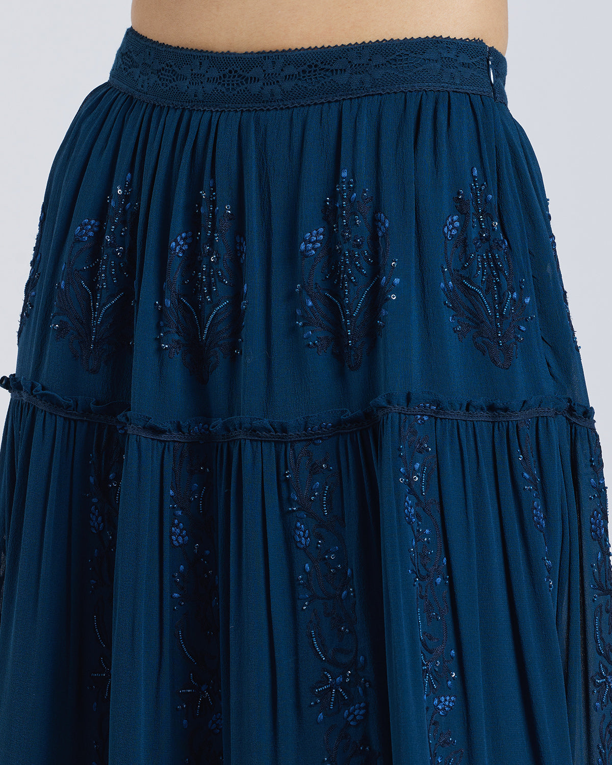 Beaded Aari Tiered Skirt