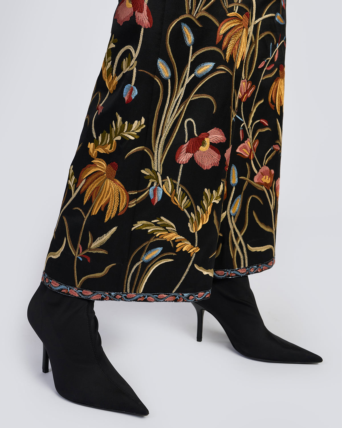 Floral Hand Embroidered Silk Pant