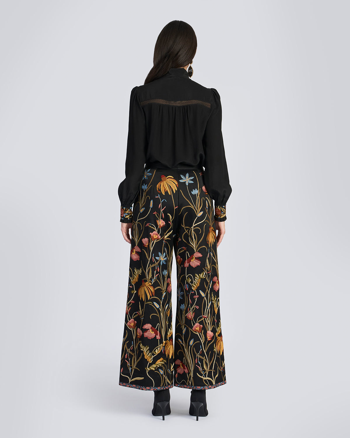 Floral Hand Embroidered Silk Pant