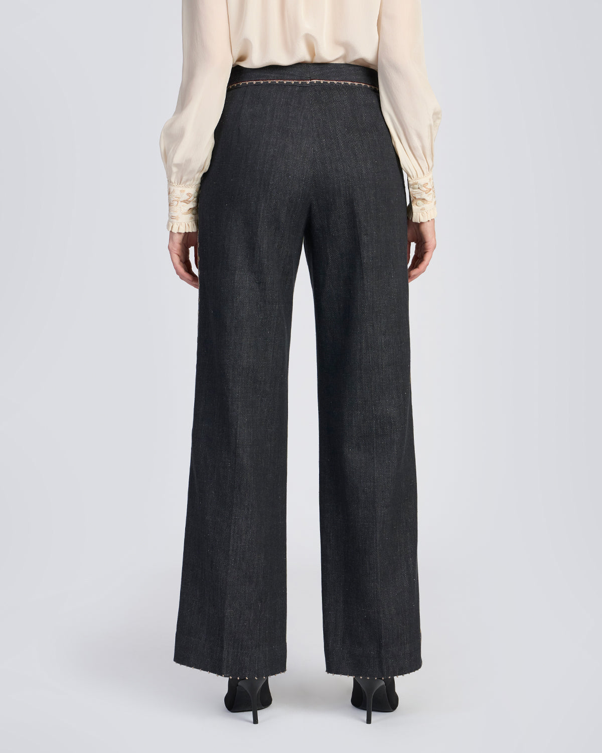 Zar Couching Handwoven Denim Pant