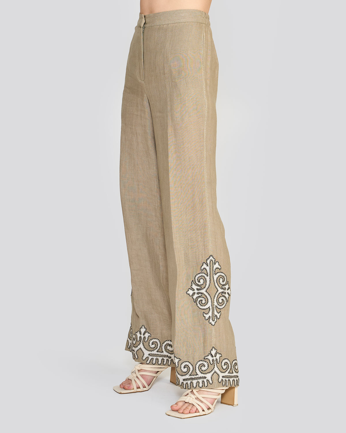 Raya Sage Green Embroidered Pants