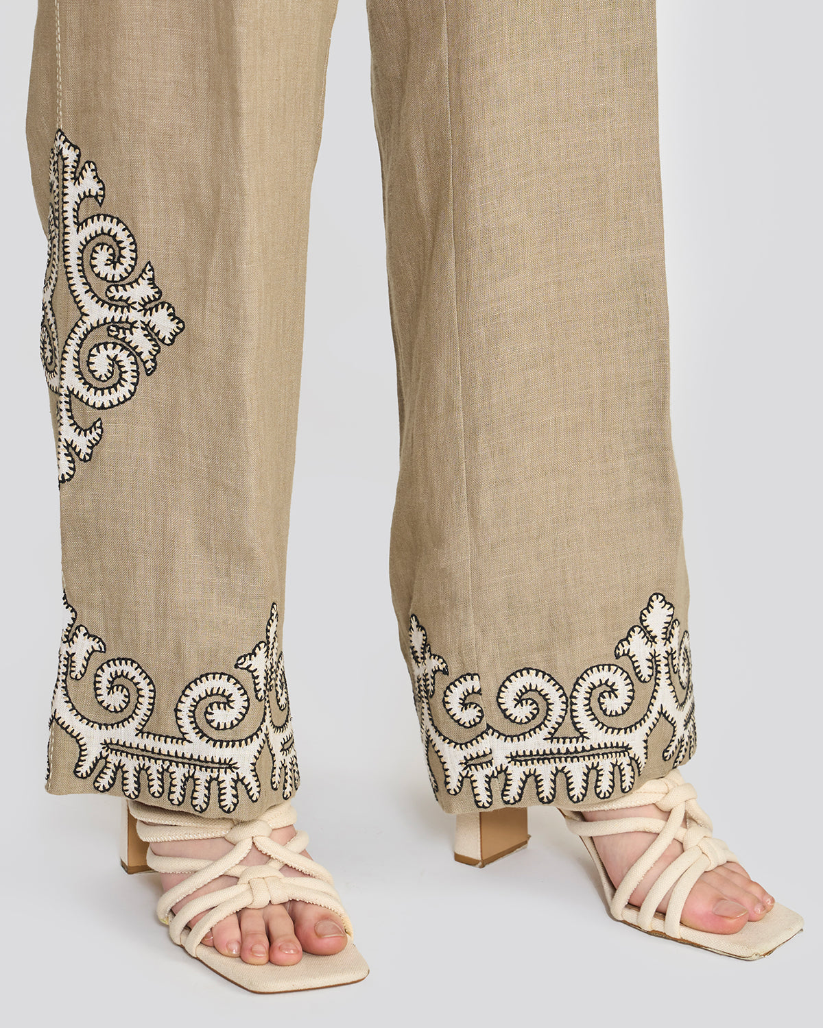 Raya Sage Green Embroidered Pants