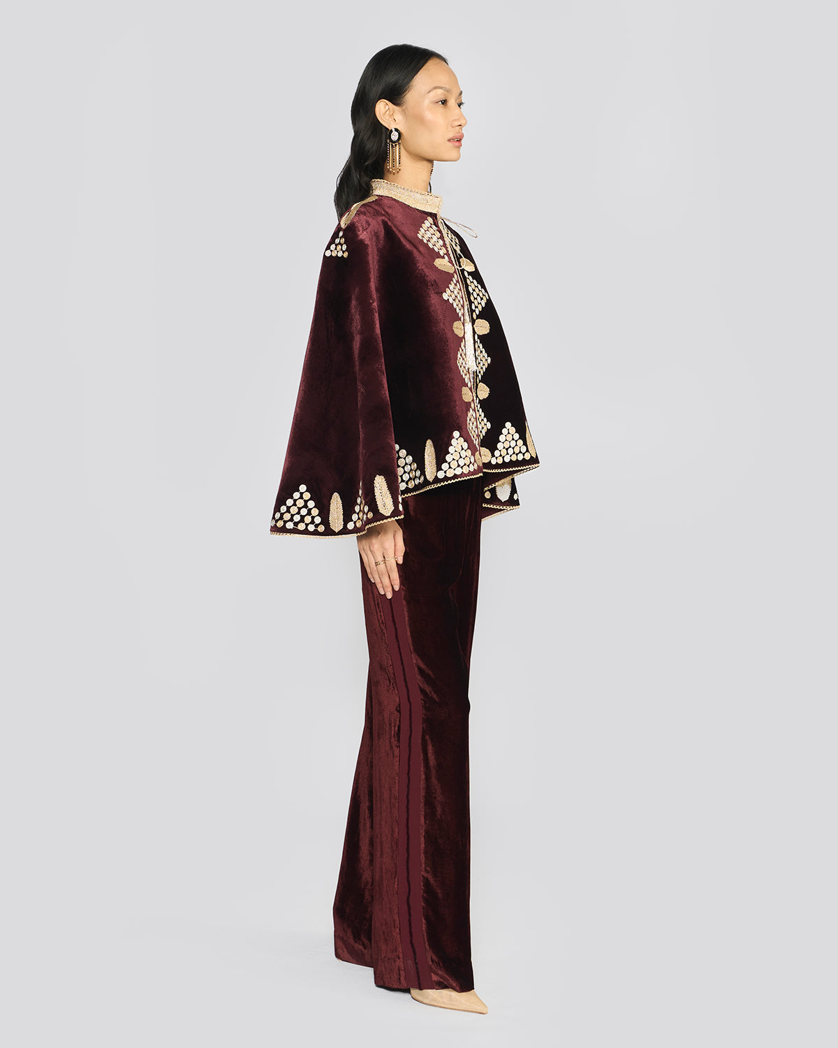 Nora Wine Velvet Cape