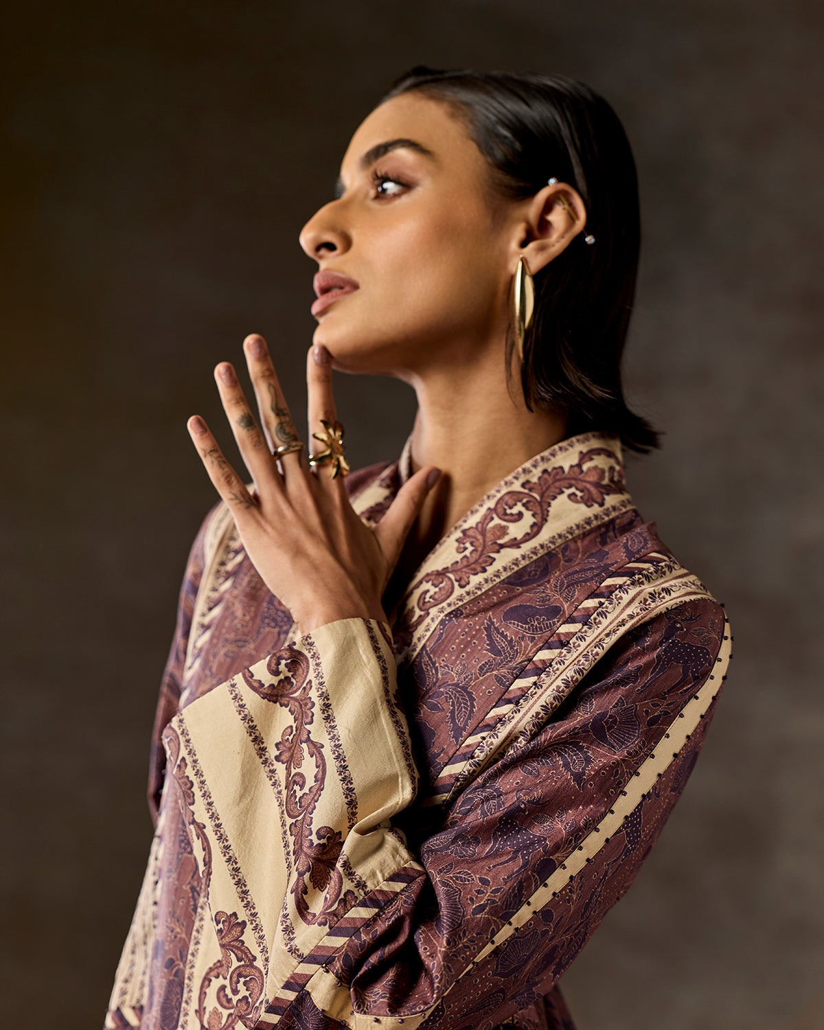 Mirella Brown Printed Wrap set