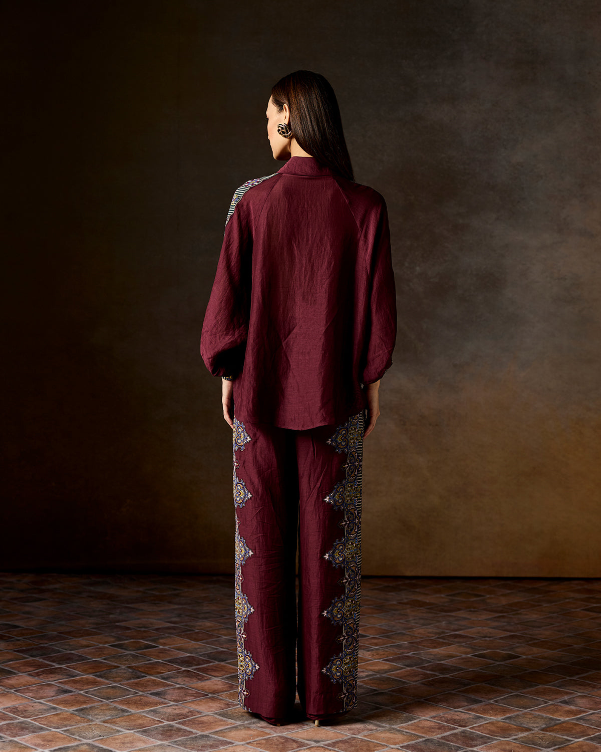 Sylvia Wine Printed Co-ord set