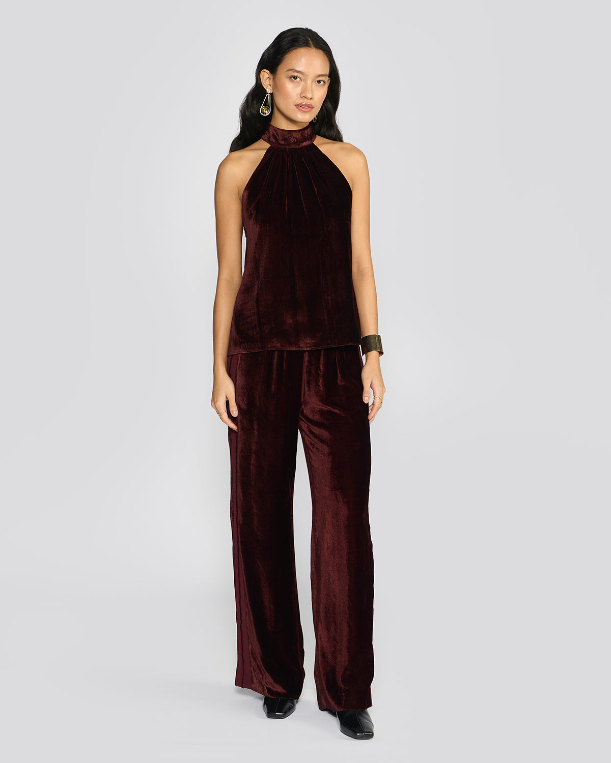Amelia Wine Velvet Co-ord Set