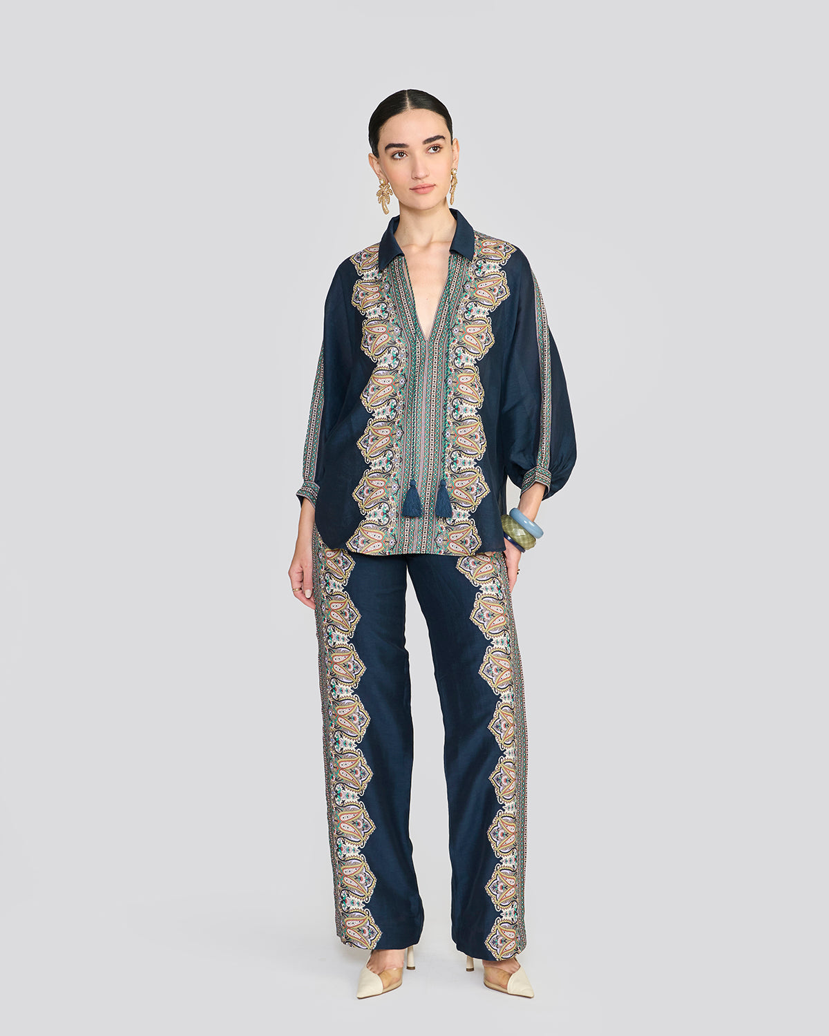 Raya Navy Blue Printed Co-ord Set