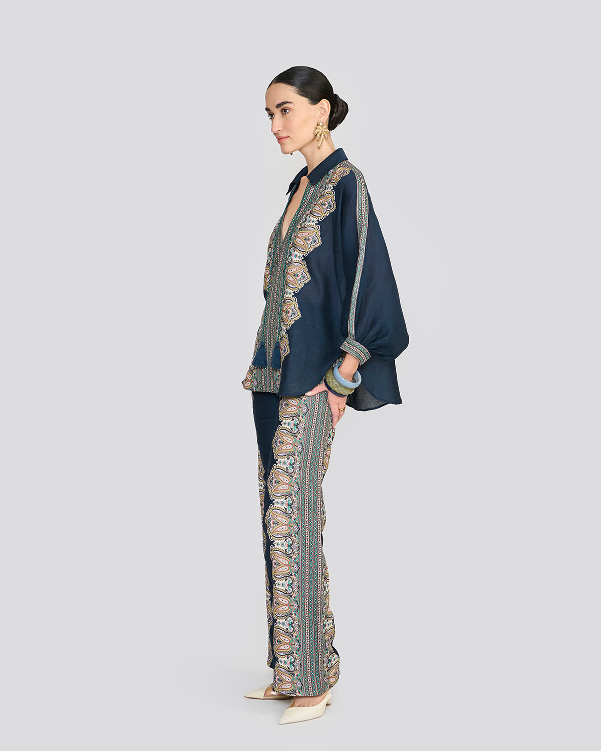 Raya Navy Blue Printed Co-ord Set