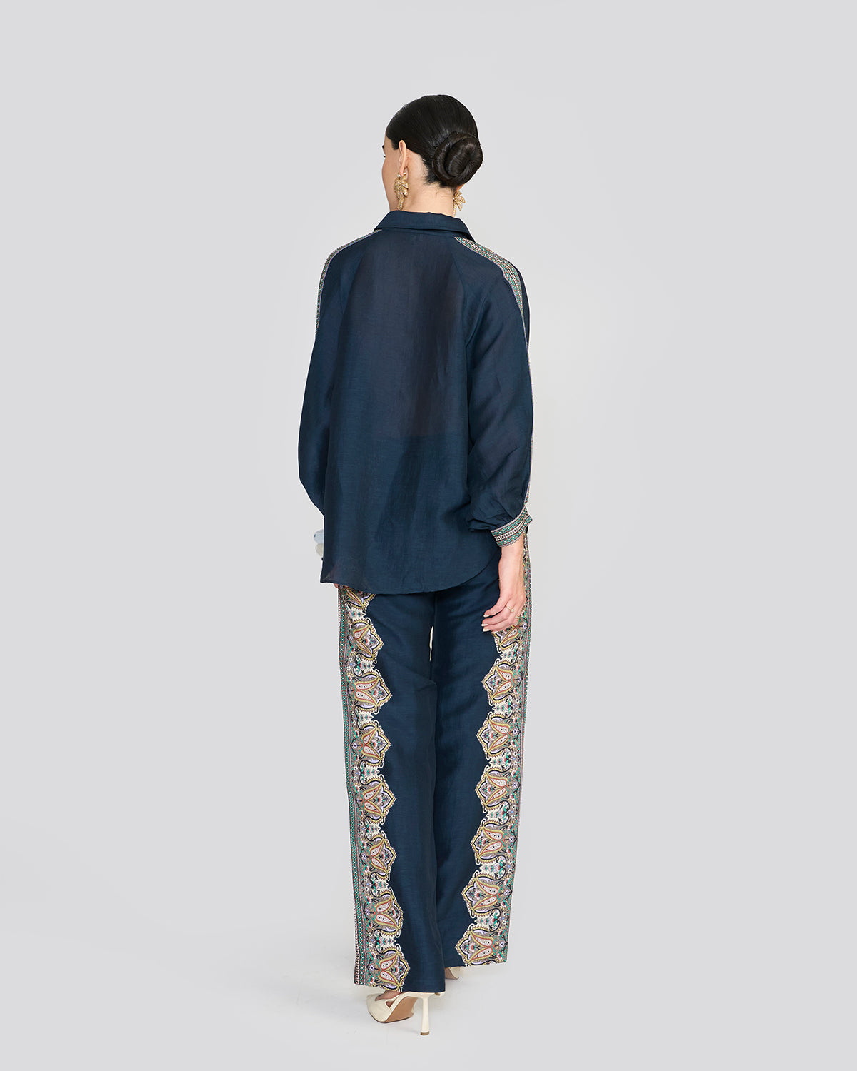 Raya Navy Blue Printed Co-ord Set