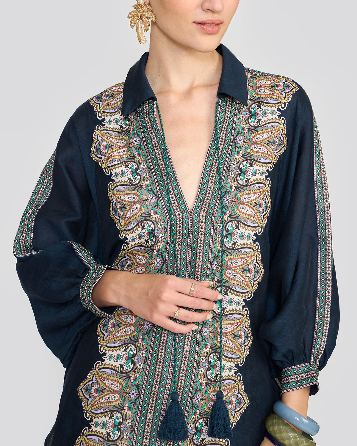 Raya Navy Blue Printed Co-ord Set