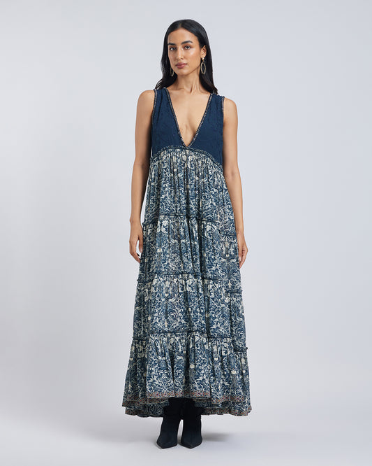 Floral Print Embellished Maxi Dress