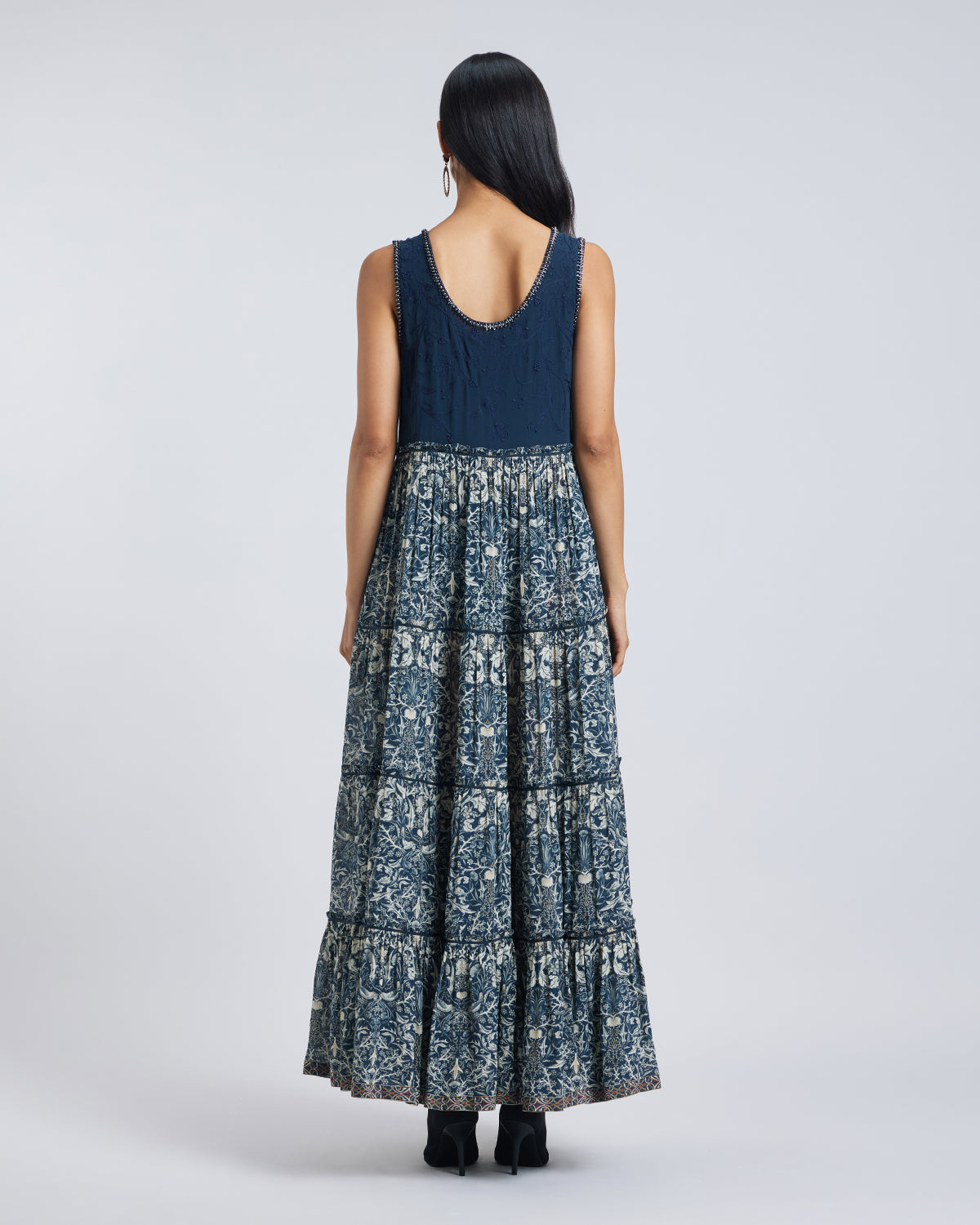 Floral Print Embellished Maxi Dress