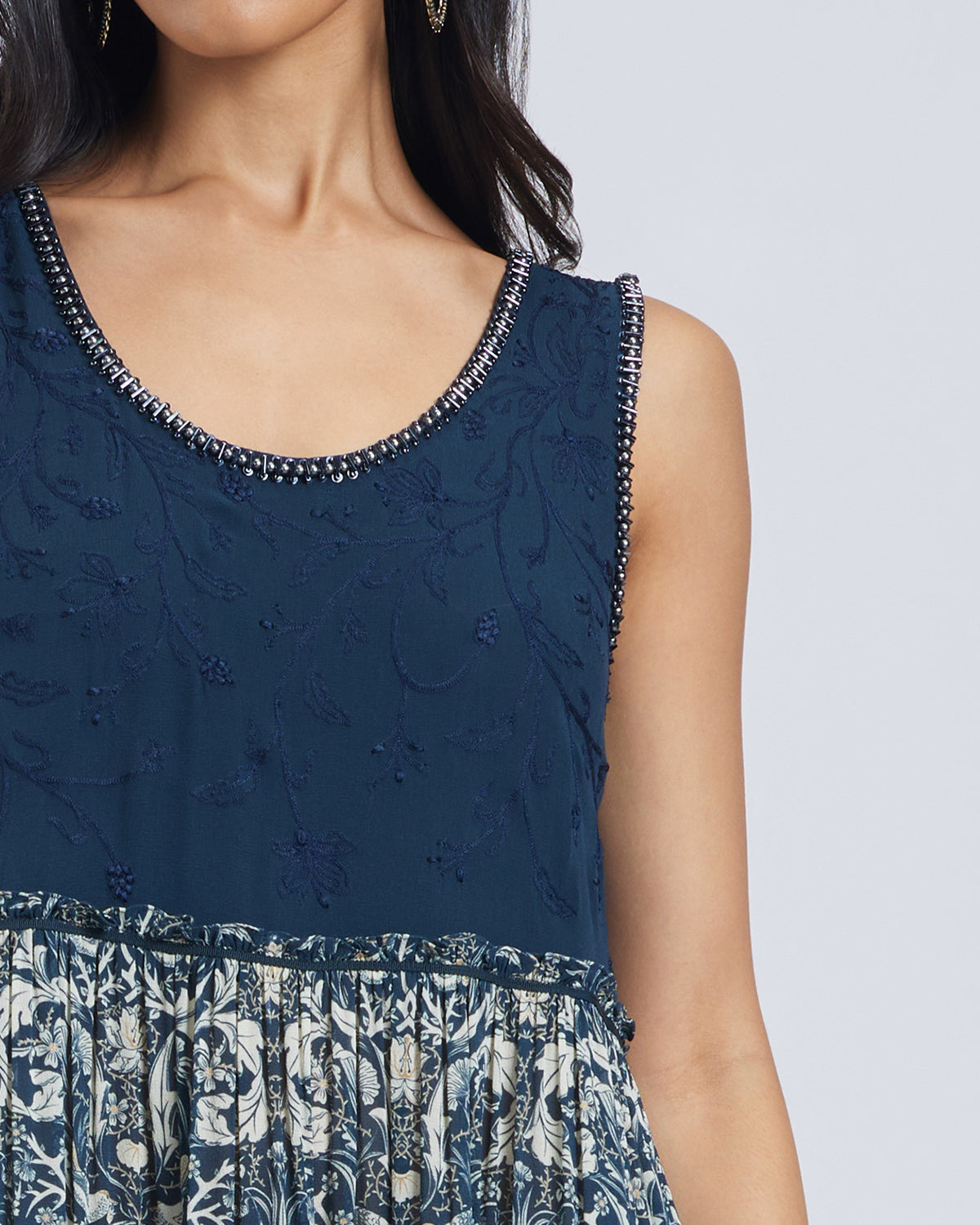 Floral Print Embellished Maxi Dress