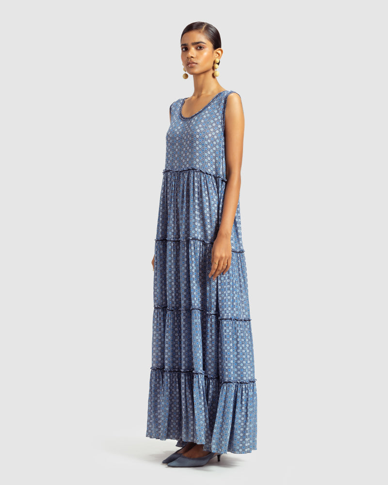 Geo Print Silk Georgette Maxi DressProduct DescriptionWith print patchwork inspired by folk geometric patterns, this panelled maxi dress is how we’ve reimagined Talitha’s signature bohemian language. DressesGeo Print Silk Georgette Maxi Dress