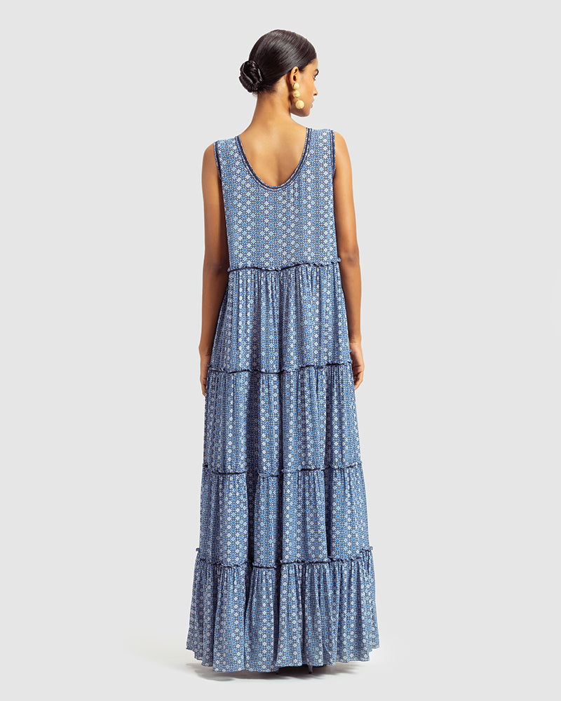 Geo Print Silk Georgette Maxi DressProduct DescriptionWith print patchwork inspired by folk geometric patterns, this panelled maxi dress is how we’ve reimagined Talitha’s signature bohemian language. DressesGeo Print Silk Georgette Maxi Dress