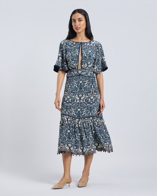 Floral Print Silk Kaya Dress