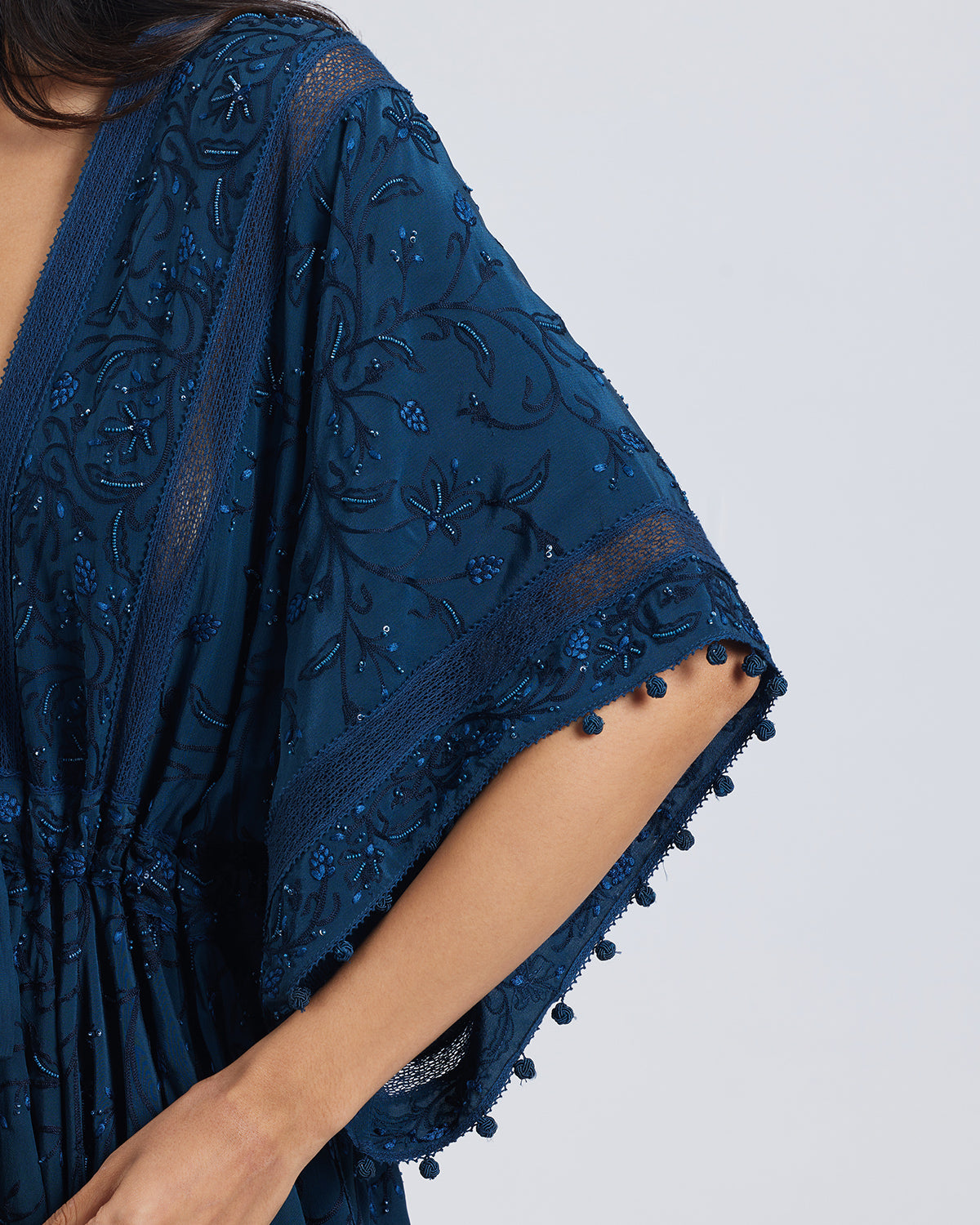 Beaded Aari Silk Crepe Dress