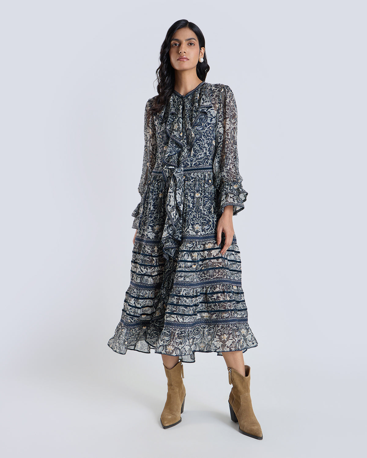 Soleil Navy Printed Dress