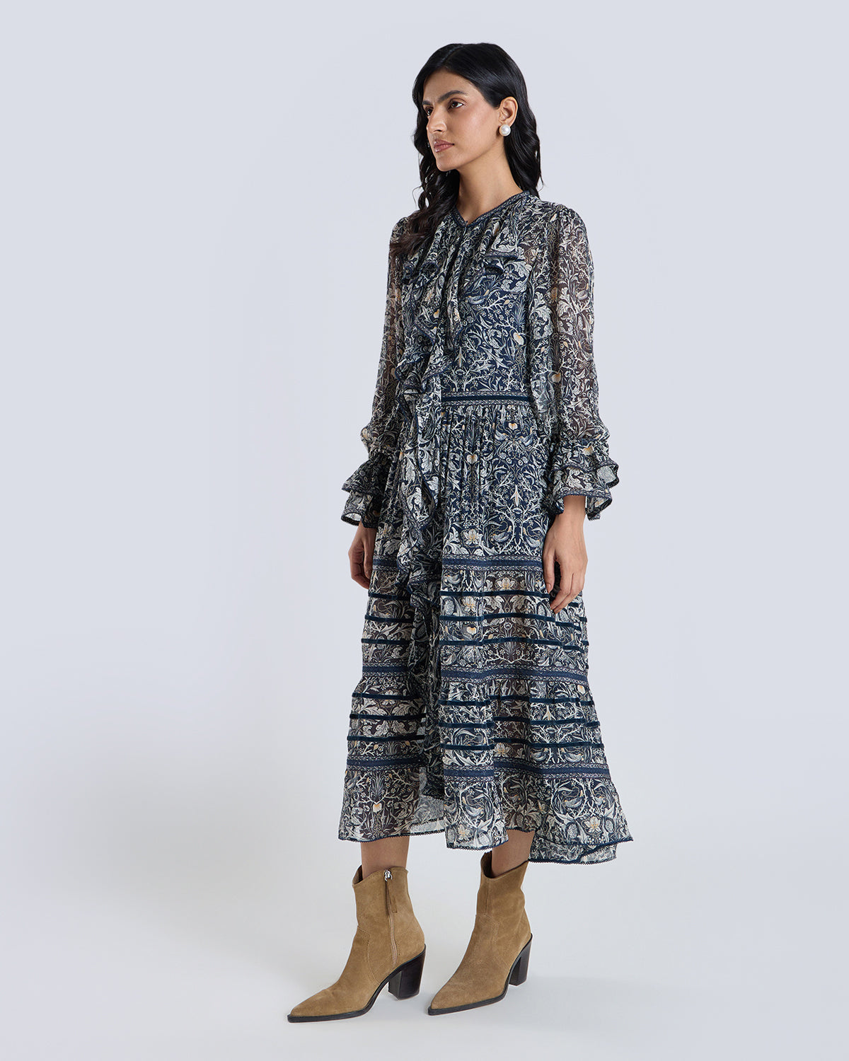 Soleil Navy Printed Dress