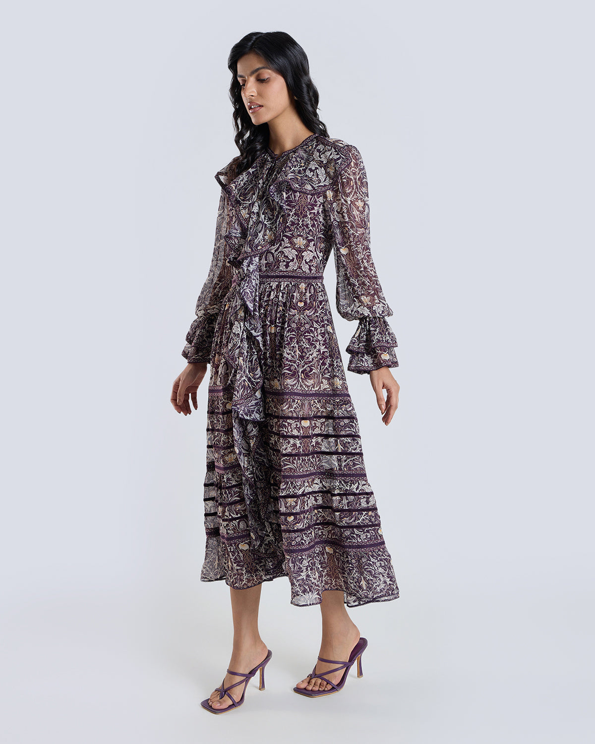 Soleil Wine Printed Dress