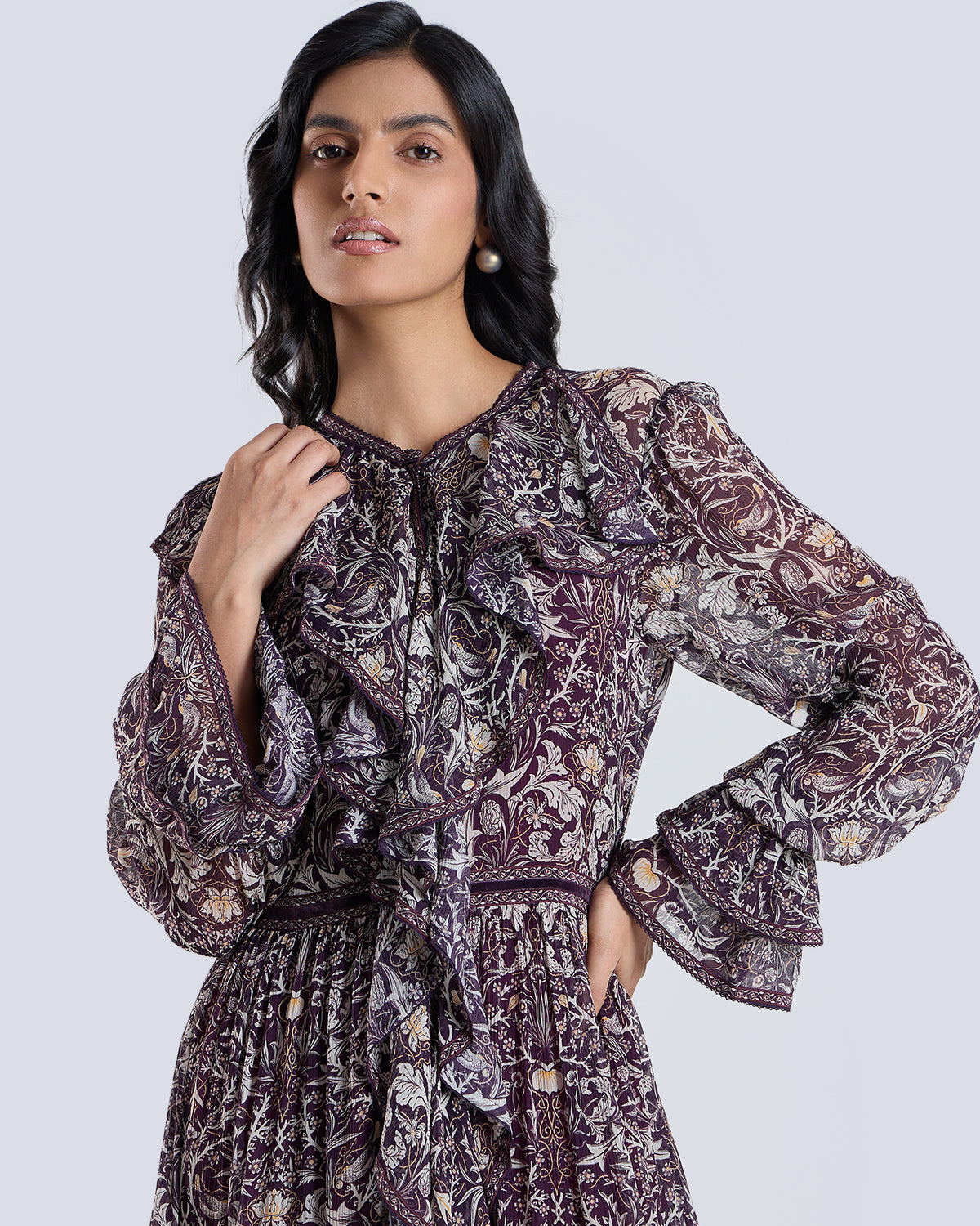 Soleil Wine Printed Dress