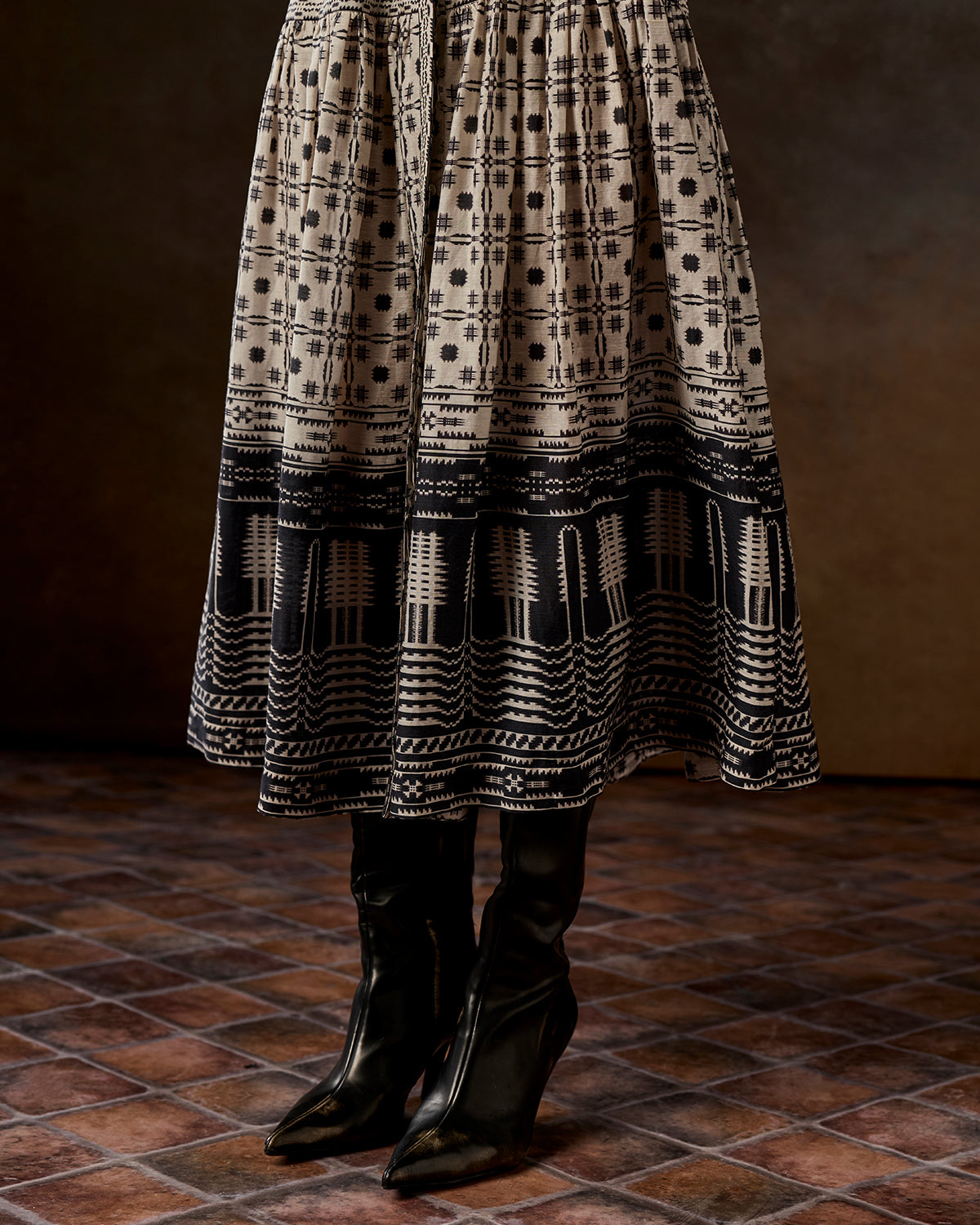 Audrey Ivory Printed Dress