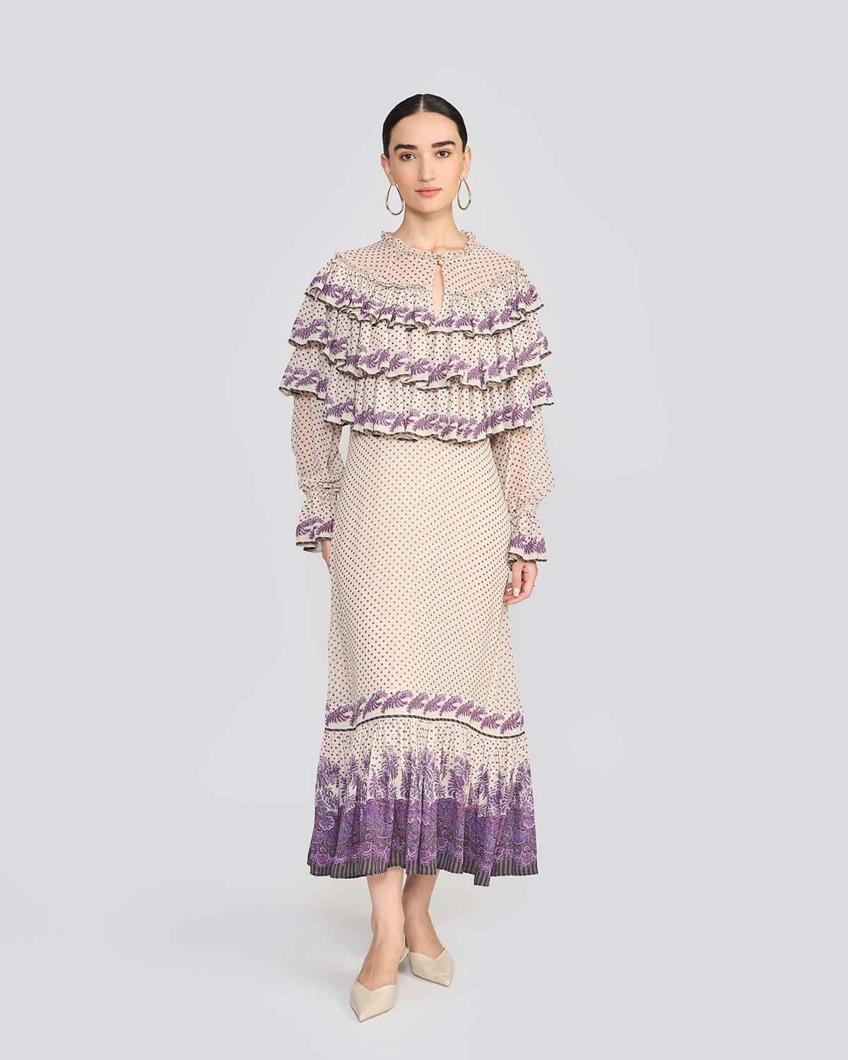 Marie Cream Ruffle Dress