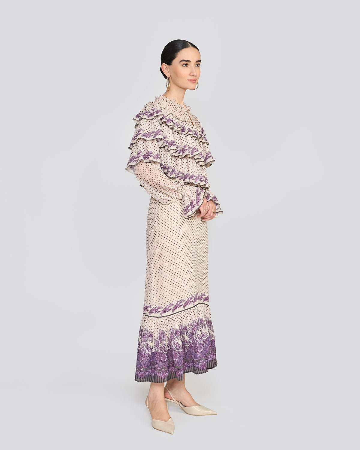 Marie Cream Ruffle Dress