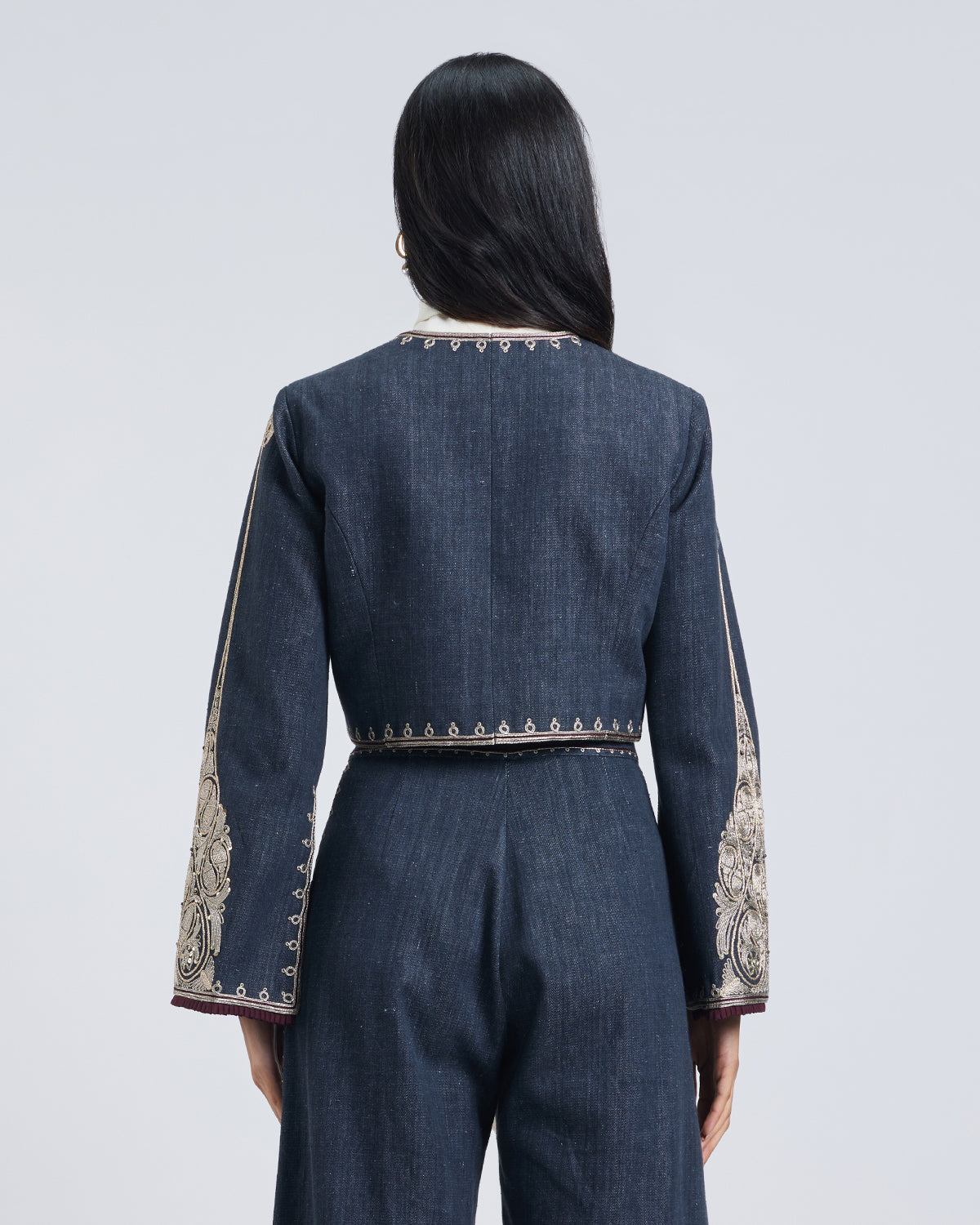 Zar Couching Handwoven Denim Jacket