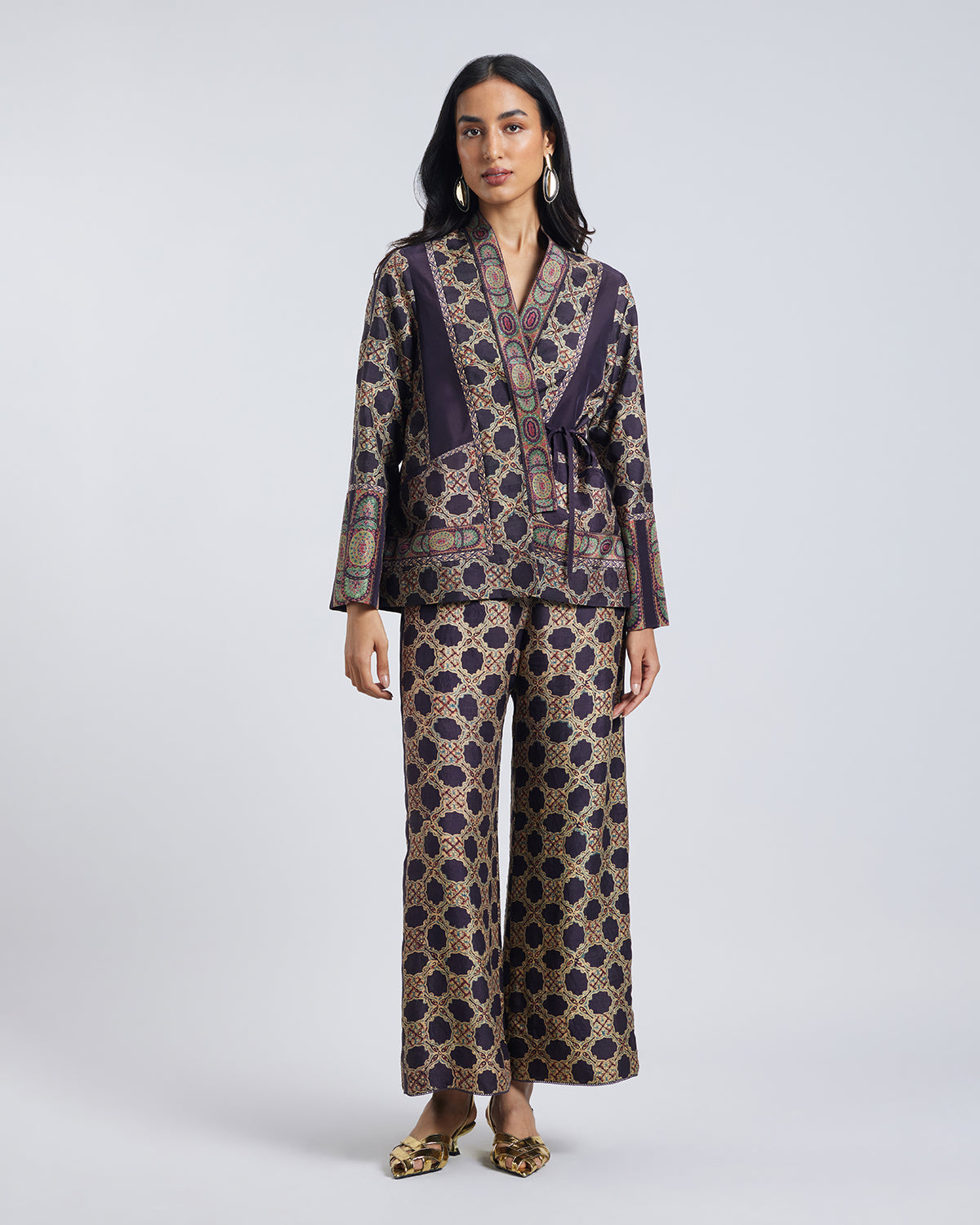 Print Patchwork Wrap Jacket