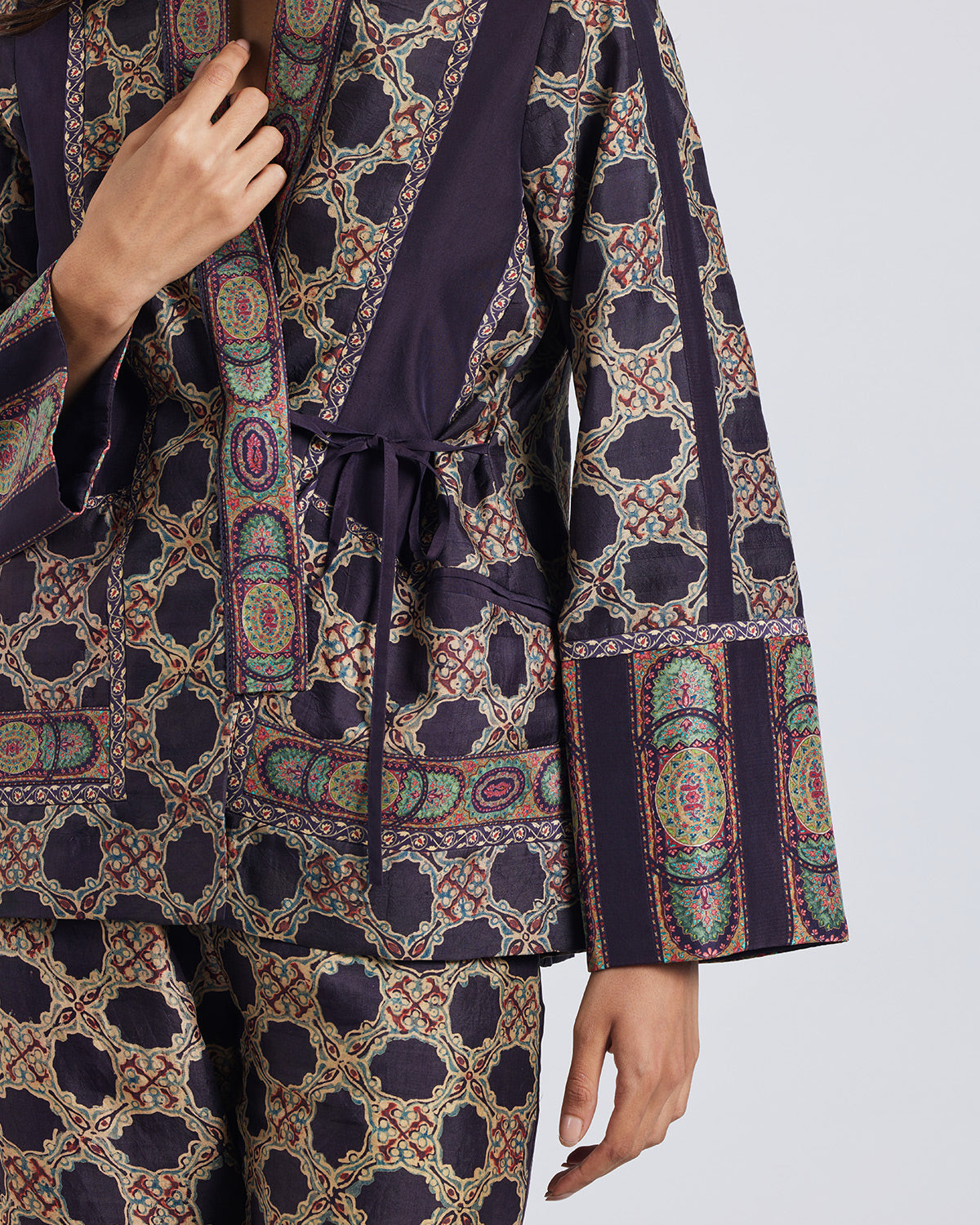 Print Patchwork Wrap Jacket