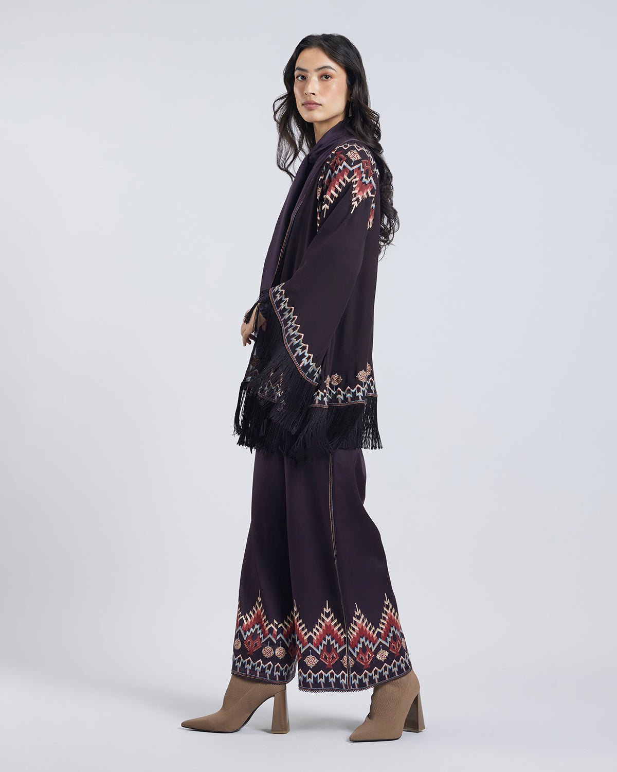 Folk Embroidered Silk Georgette Shrug