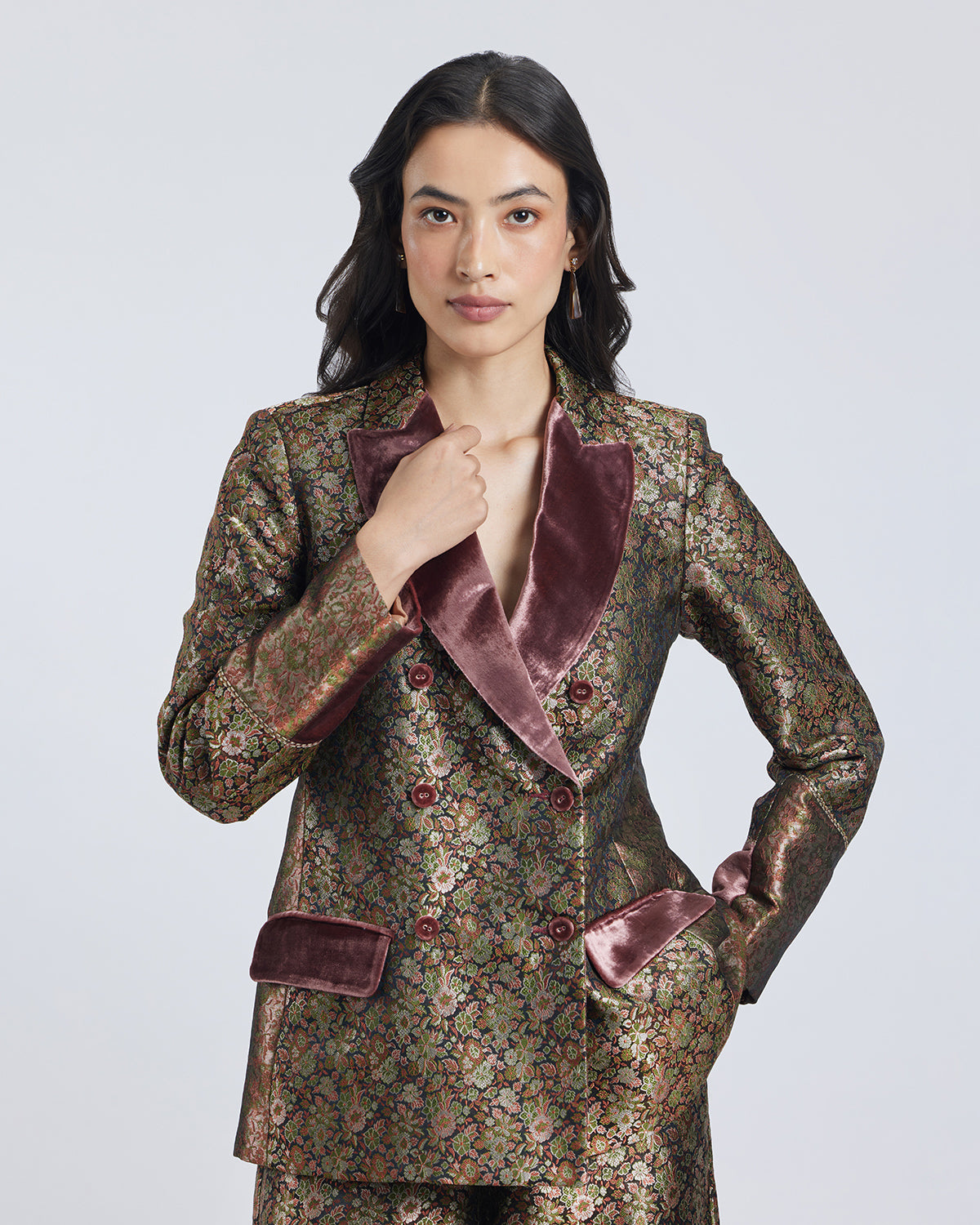 Double Breasted Brocade Jacket
