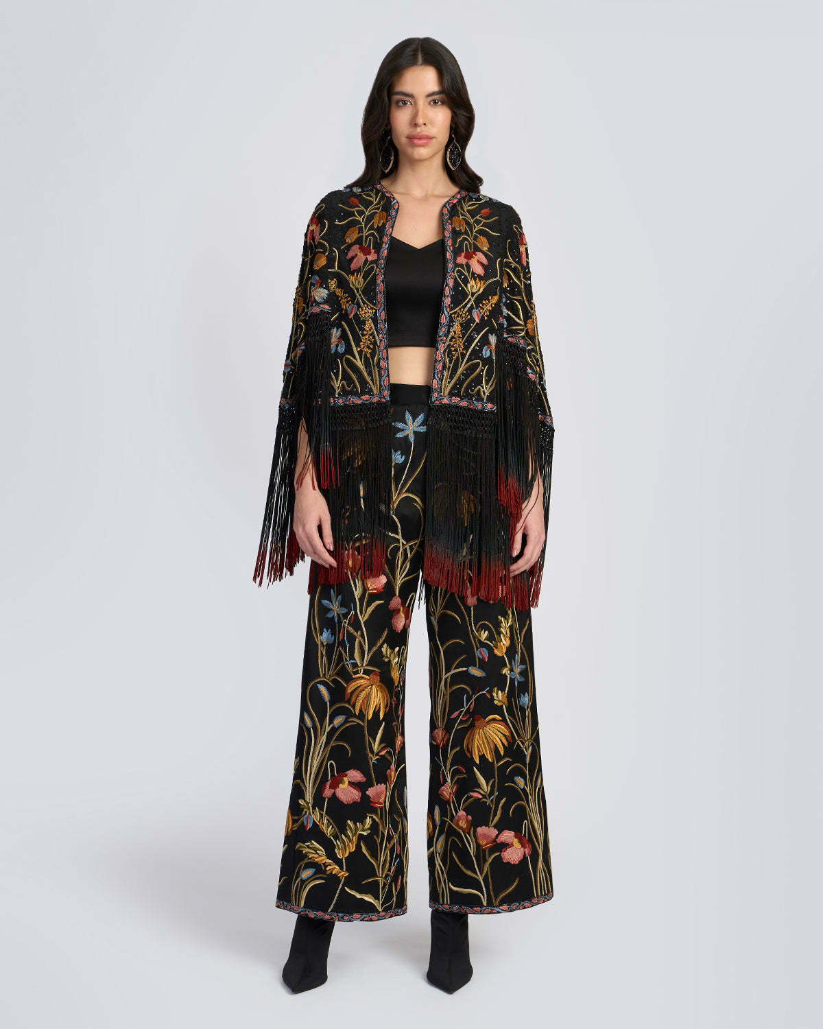 Floral Hand Embroidered Silk Shrug
