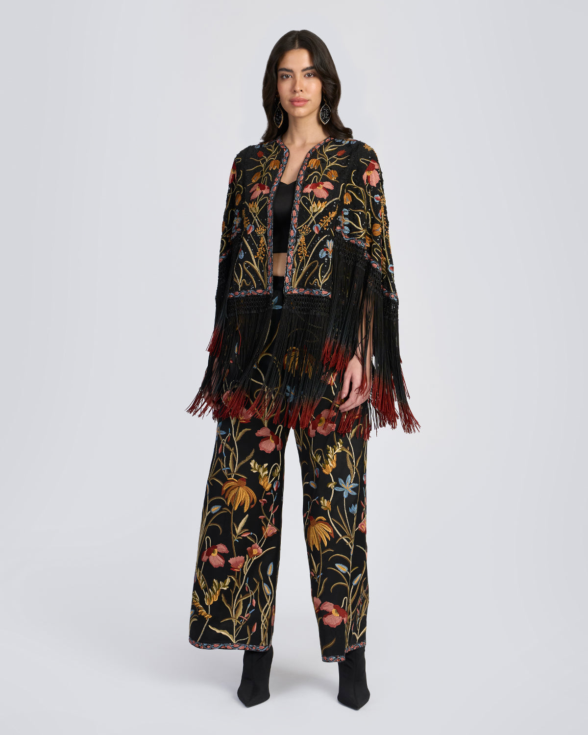 Floral Hand Embroidered Silk Shrug