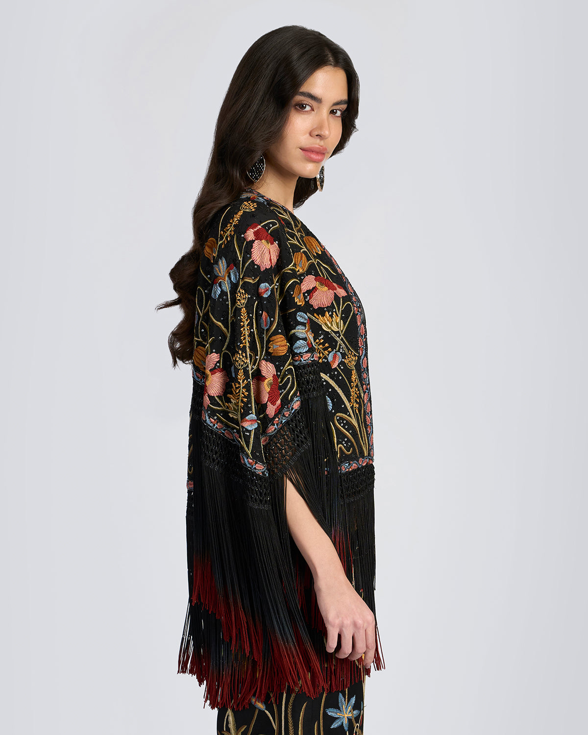 Floral Hand Embroidered Silk Shrug