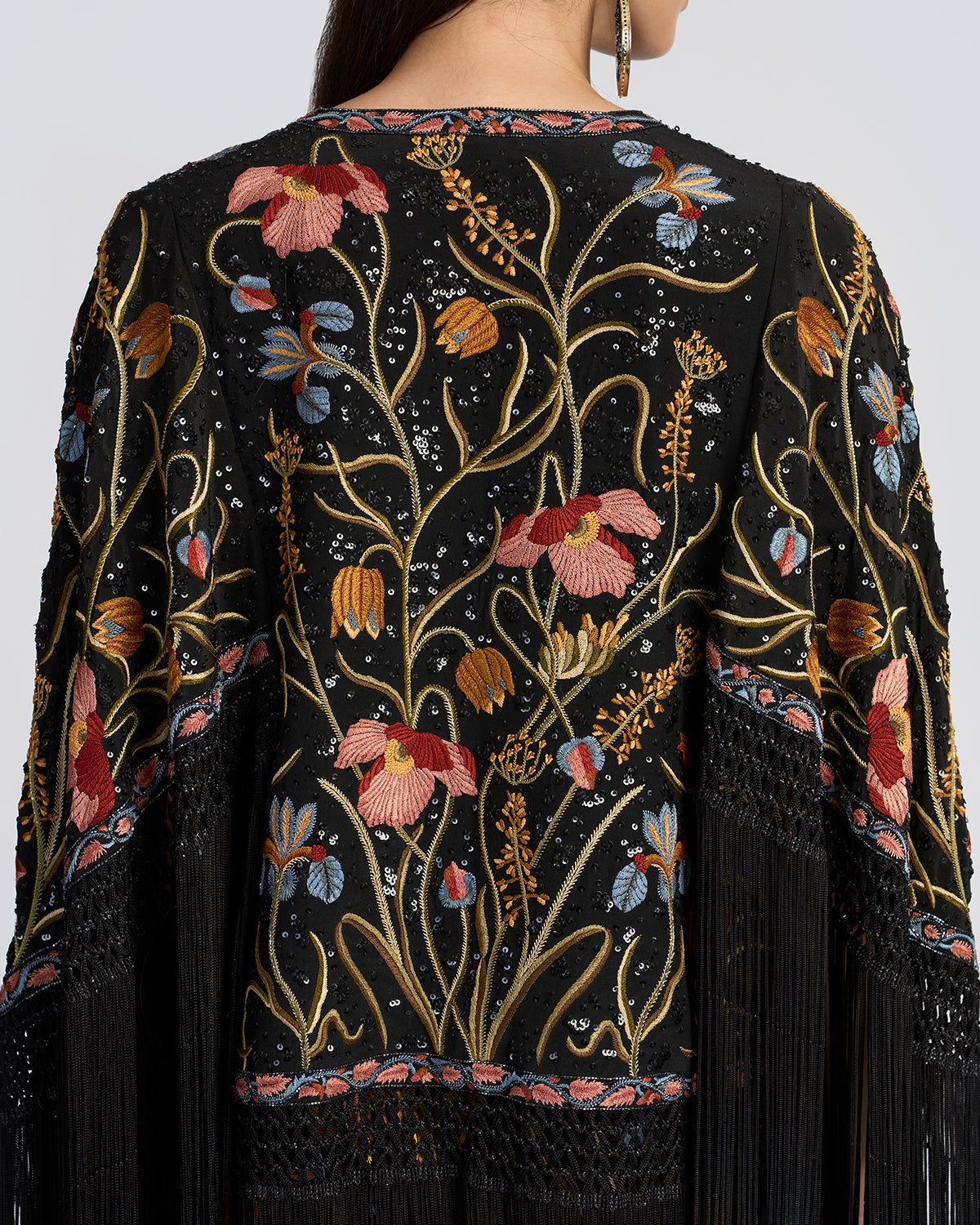 Floral Hand Embroidered Silk Shrug