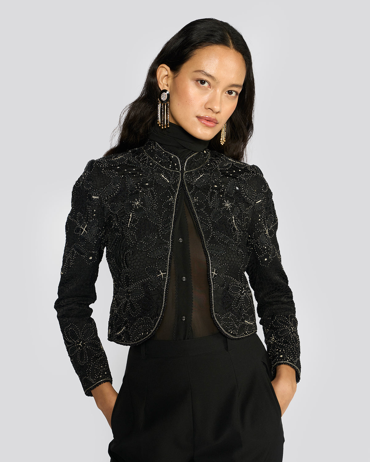 Faye Black Cutwork Jacket