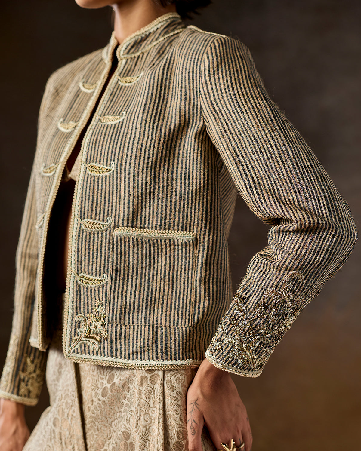 Nesrin Embroidered Tussar Jacket