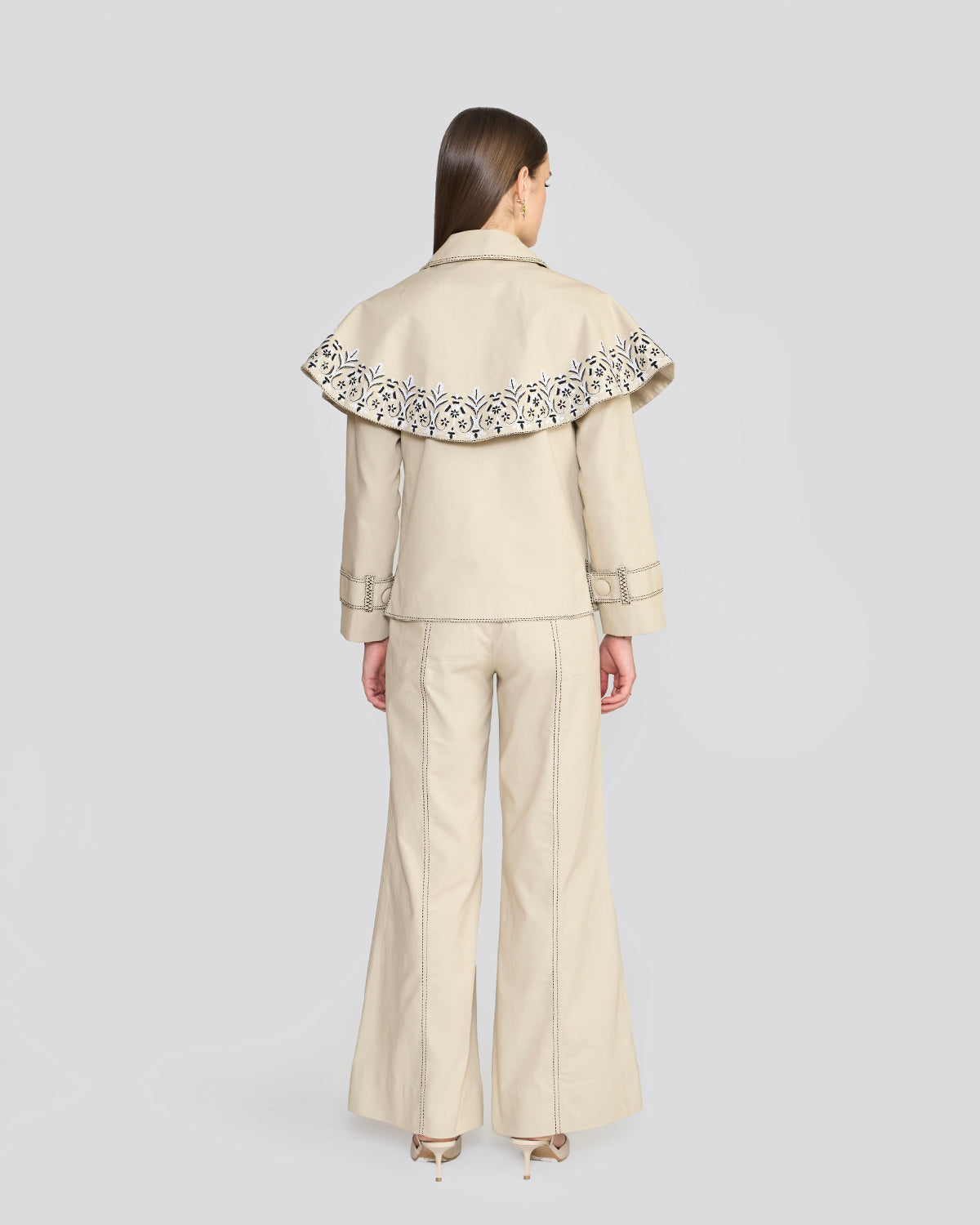 Maisie Canoli Cream Detachable Cape Jacket