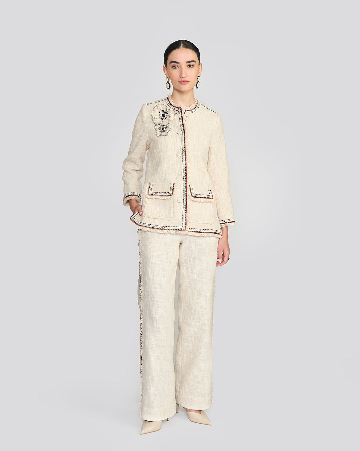 Lydia Ivory 3D Floral Jacket